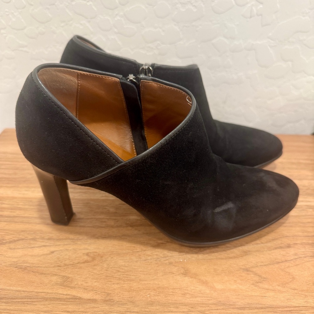 Aquatalia Black Suede Heels Womens 6 Classic Old Money Booties Formal